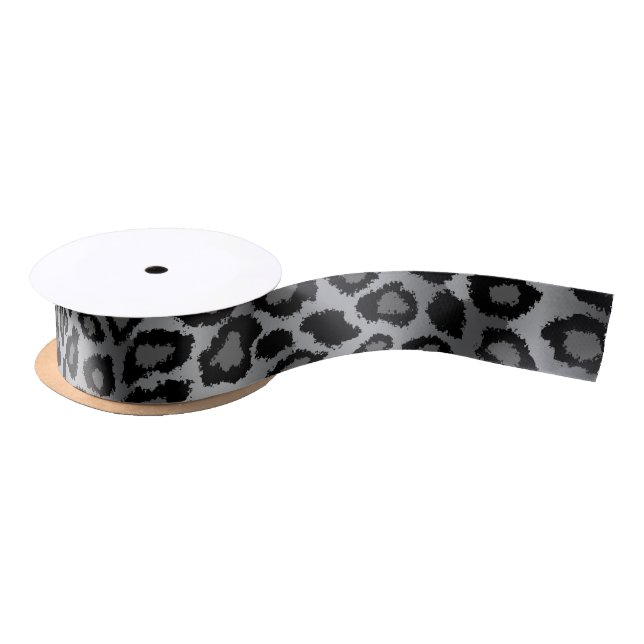 Leopard Animal Print | Grau Satinband (Spule)