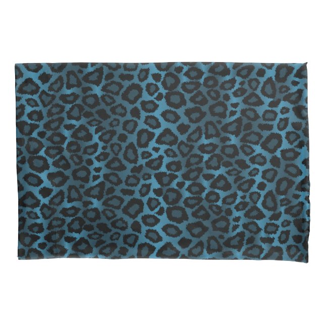 Leopard Animal Print in Blue Kissenbezug (Vorderseite)