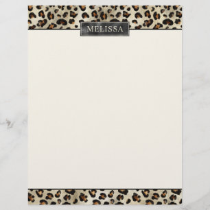 Leopard Animal Print mit schwarzer Fauxfolie und N Briefbogen