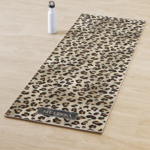 Leopard Animal Print mit schwarzer Fauxfolie und N