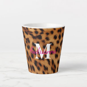 Leopard Animal Print Monogram Milchtasse