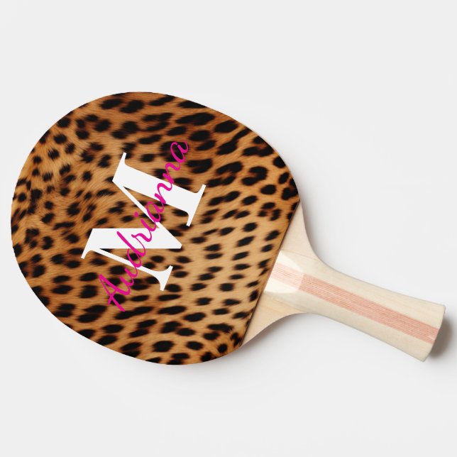Leopard Animal Print Monogram Tischtennis Schläger (Seitenansicht)