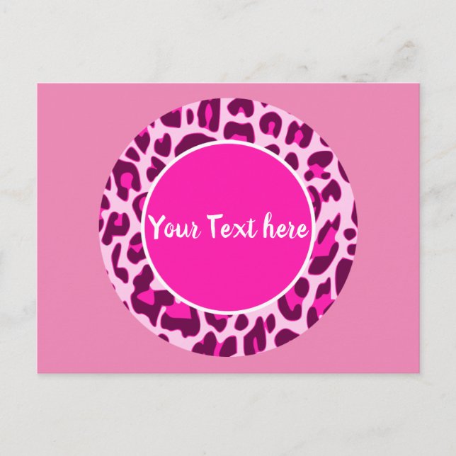 Leopard Animal Print Muster Circle Fashion Pink Postkarte (Vorderseite)