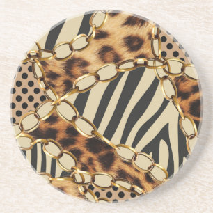 Leopard Animal Print Nahtloses Muster Getränkeuntersetzer