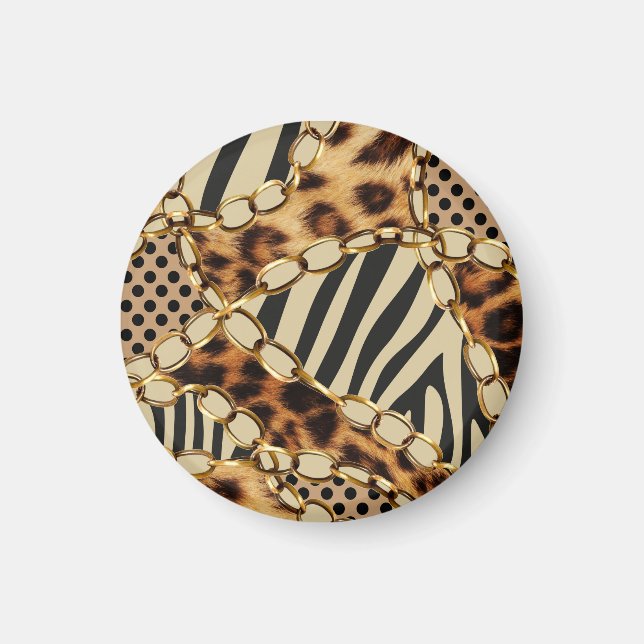 Leopard Animal Print Nahtloses Muster Magnet (Vorne)