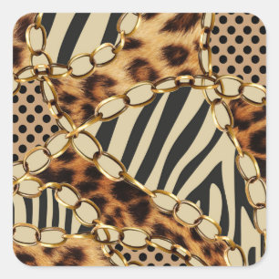 Leopard Animal Print Nahtloses Muster Quadratischer Aufkleber