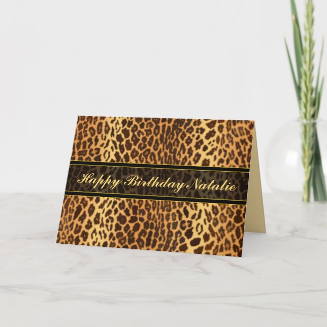 Leopard Animal Print Personalisiert Karte (Vorderseite)