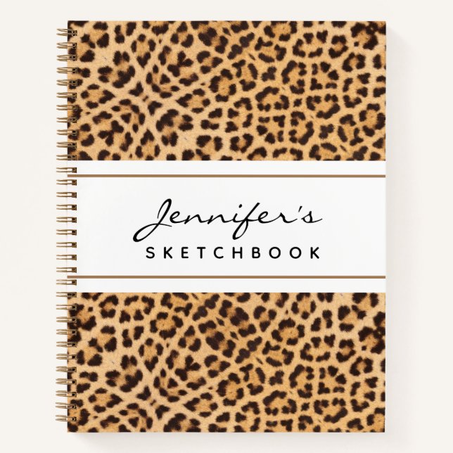 Leopard Animal Print Personalisiert Sketchbook Notizbuch (Vorderseite)