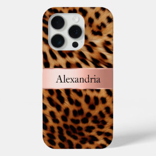 Leopard Animal Rose Rosa Ribbon Name Case-Mate iPhone Hülle