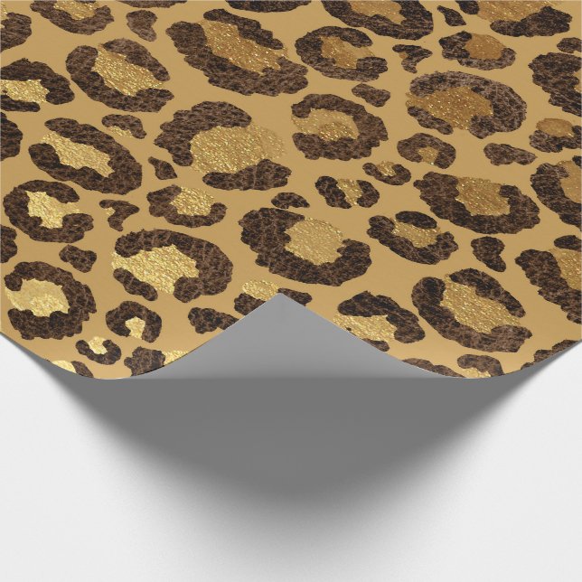 Leopard Animal White Gold Black Honey African Lux Geschenkpapier (Ecke)