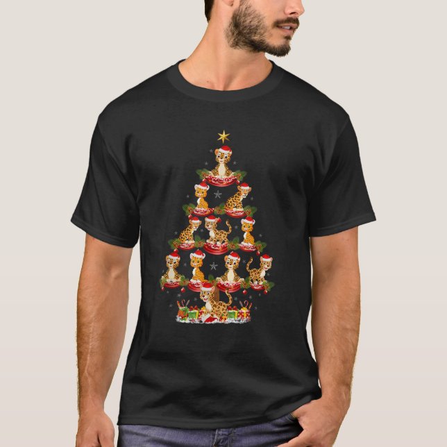Leopard Animal Xmas Tree Lighting Leopard Christma T-Shirt (Vorderseite)