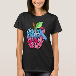 Leopard Apple SIDS Bewusstsein rosa und blauer Ban T-Shirt