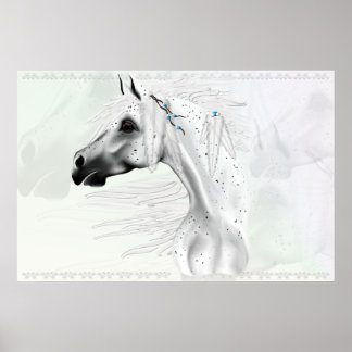 Leopard Appy and White Feathers Print Poster