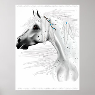 Leopard Appy und weiße Feder-Plakat Poster