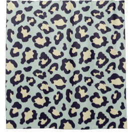 Leopard aquamarin, schwarz, gelb duschvorhang