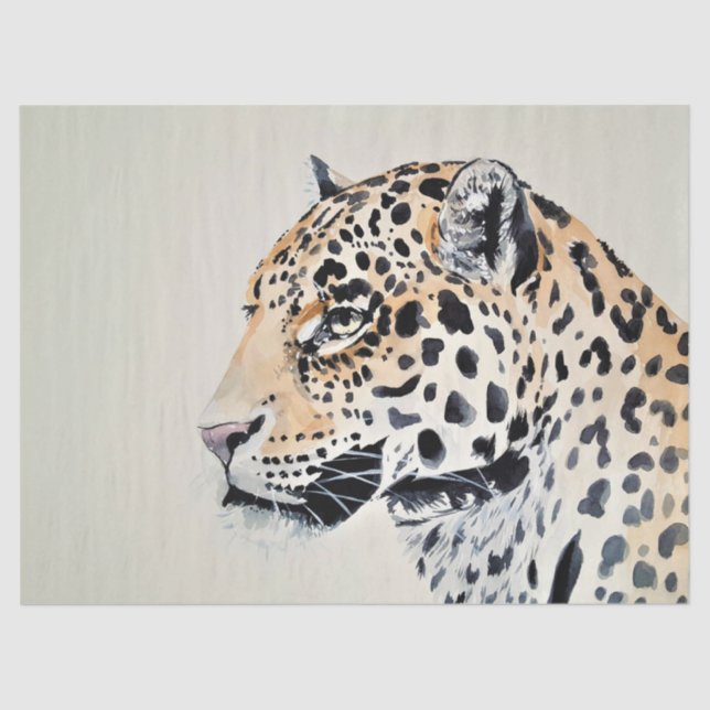 Leopard Art Watercolor Decoupage Tissue Paper Seidenpapier (Vorderseite)
