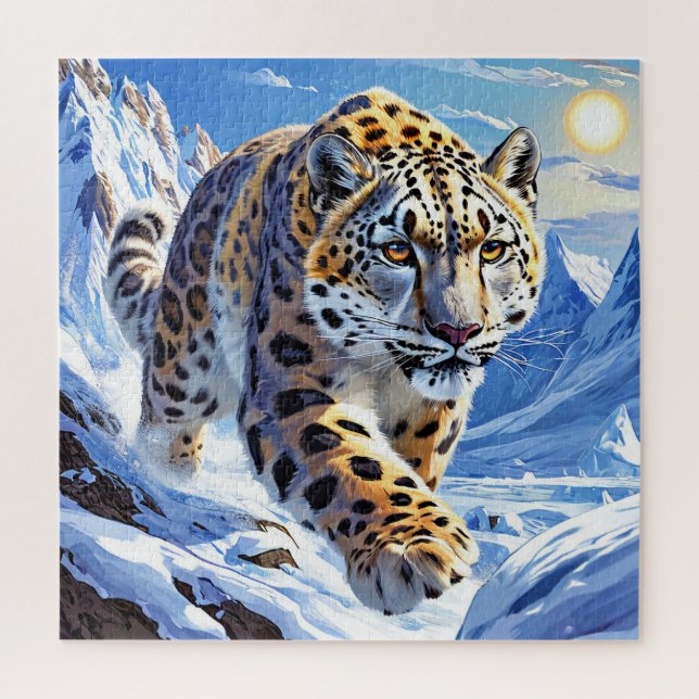 Leopard auf blauem Hintergrund (Vertikal)