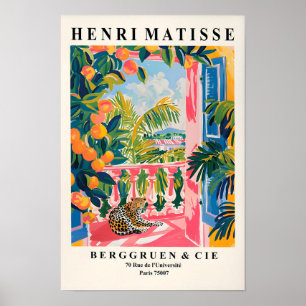 Leopard auf einem Balkon, Matisse-Druck, Strand-De Poster