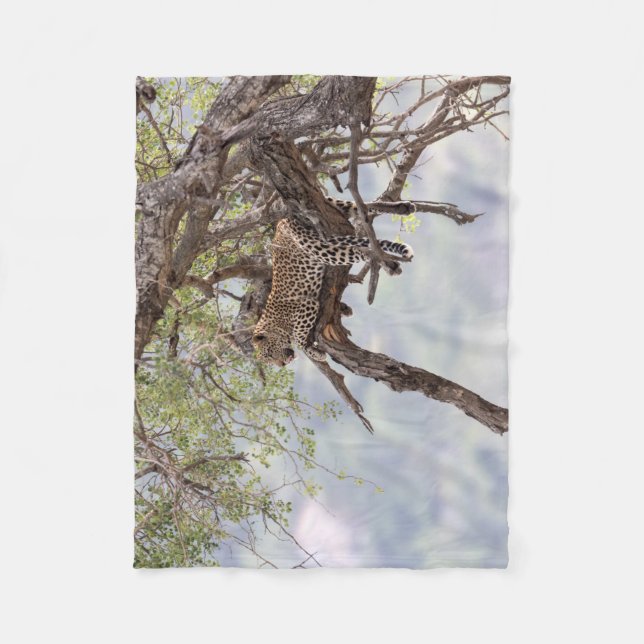 Leopard auf einem Baum Fleecedecke (Vorderseite)