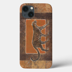 Leopard auf Orange und Brown-Hintergrund Case-Mate iPhone Hülle