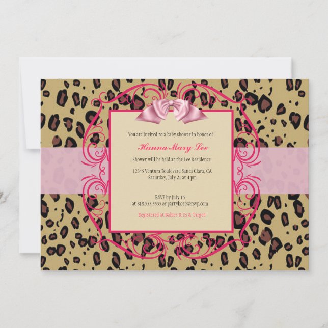 Leopard Baby Shower Einladung (Vorderseite)