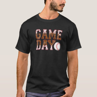 Leopard Ball Game Day Vibes Ball Mama Mütter Day T-Shirt