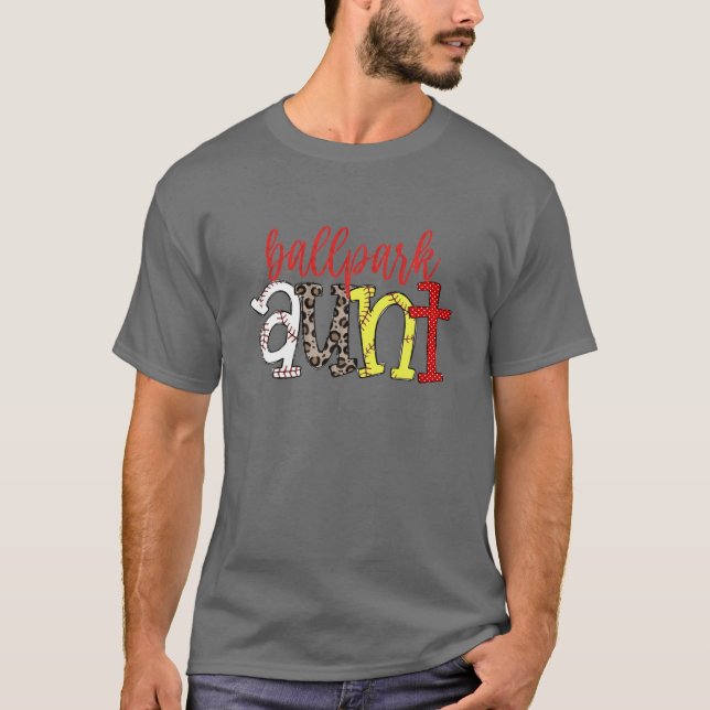Leopard Ballpark Tante Proud Baseball Softball Tan T-Shirt (Vorderseite)