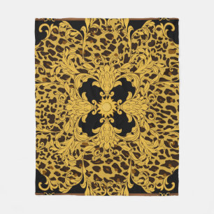 Leopard Barock, Ornamentales Tiermuster Fleecedecke