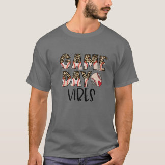 Leopard Baseball Game Day Vibes Baseball Mama Moth T-Shirt