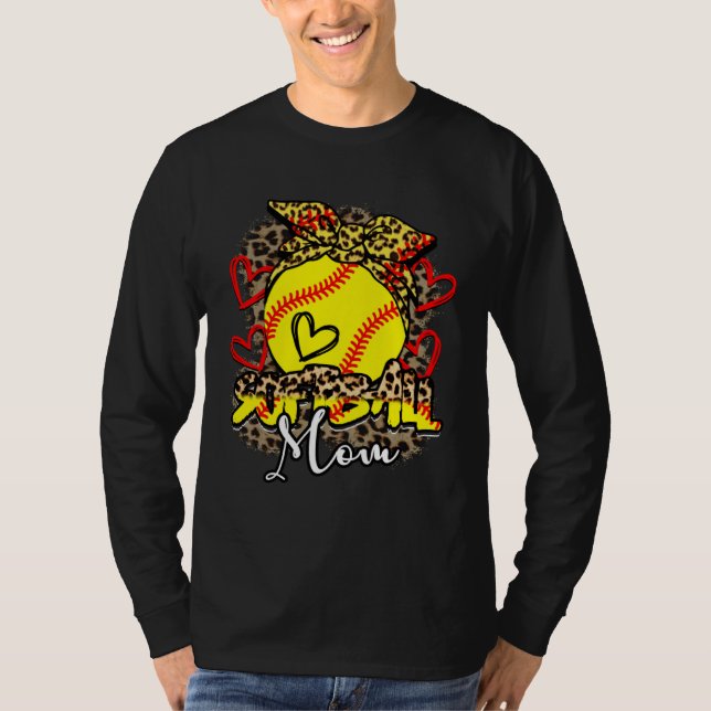 Leopard Baseball Softball Mom Life Game Day Mama M T-Shirt (Vorderseite)