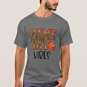 Leopard Basketball Game Day Vibes Basketball Mama T-Shirt