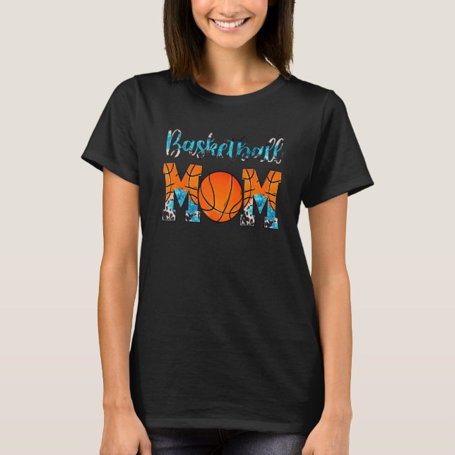 Leopard Basketball Mama Cowhide Türkis Western B T-Shirt (Vorderseite)