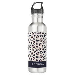 Leopard bedruckt rosa individuelle Name Edelstahlflasche