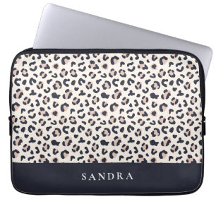 Leopard bedruckt rosa individuelle Name Laptopschutzhülle
