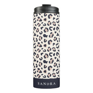 Leopard bedruckt rosa individuelle Name Thermosbecher