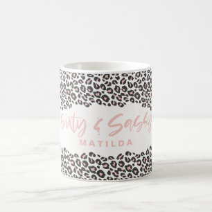 Leopard bedruckt Rosa sechzig und sauer 60. Geburt Kaffeetasse