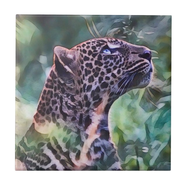 Leopard bei Sonnenlicht Fliese (Vorderseite)