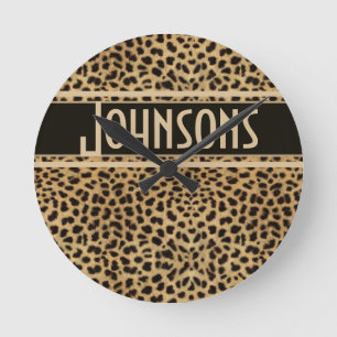 Leopard beschmutzt Muster Runde Wanduhr