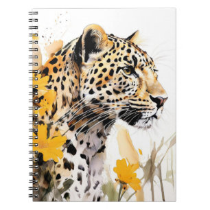 Leopard between Blume Notebook Journal Notizblock