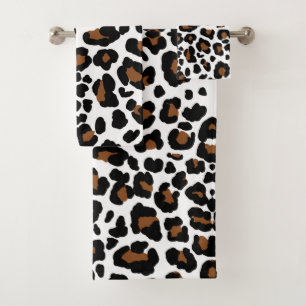 Leopard Big Cat Hide Fur Muster Druck Badhandtuch Set
