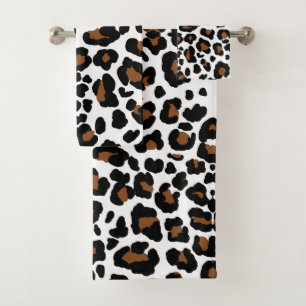 Leopard Big Cat Hide Fur Muster Print Badhandtuch Set