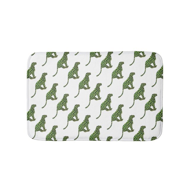 Leopard Black and Green Silhouette Badematte (Vorderseite)