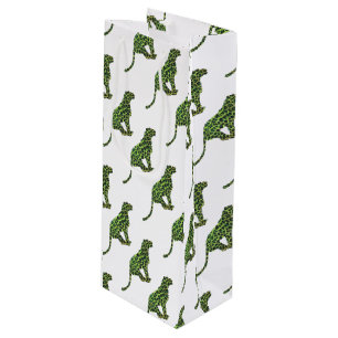 Leopard Black and Green Silhouette Geschenktüte Für Weinflaschen