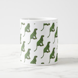 Leopard Black and Green Silhouette Jumbo-Tasse