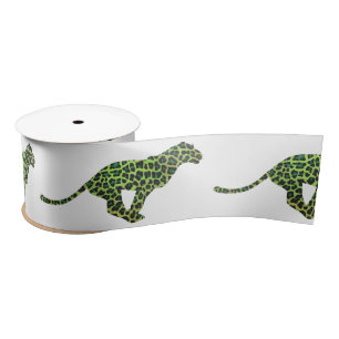 Leopard Black and Green Silhouette Satinband