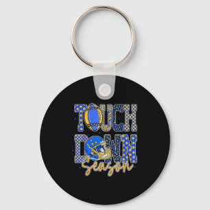Leopard Blau Gold Karo Fußball Touchdown Meer Schlüsselanhänger