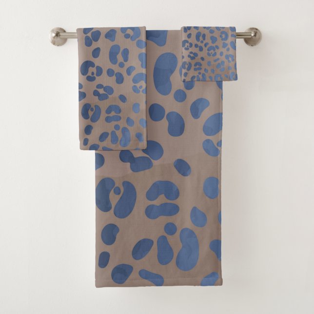Leopard Blue Pattern Badhandtuch Set (Insitu)