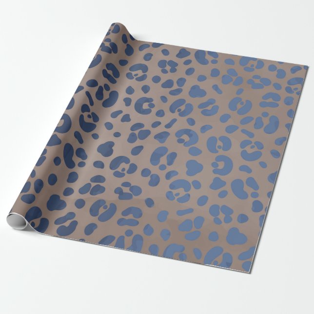 Leopard Blue Pattern Geschenkpapier (Ungerollt)