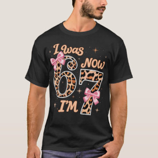 Leopard-Bogen Ich war 6 jetzt bin ich 7 Sechs Sieb T-Shirt