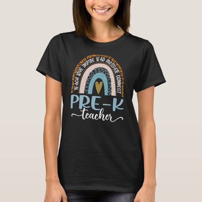 Leopard Boho Rainbow Zurück zur Schule T-Shirt (Vorderseite)
